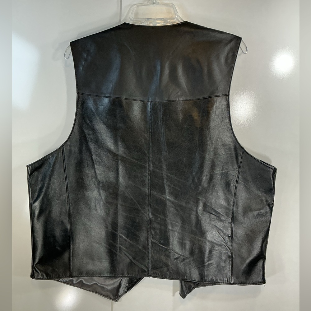 Excelled Men's Classic Black Leather Vest A0380 - Picture 3 of 3